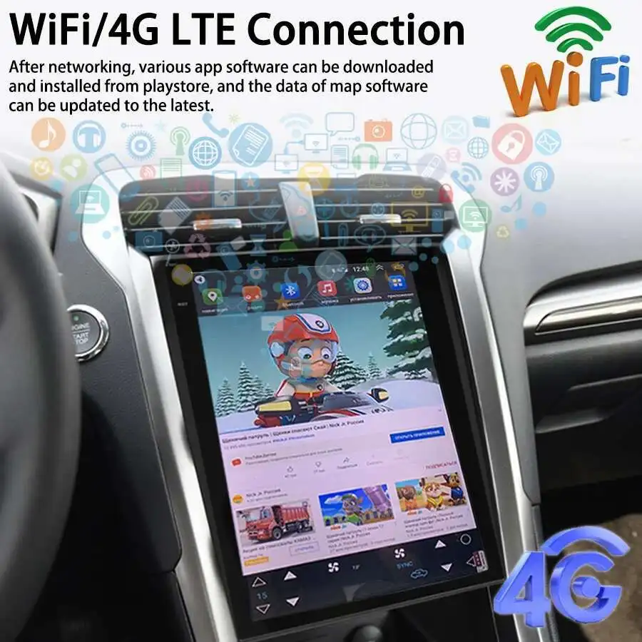 256GB For Ford Mondeo Fusion MK5 Radio Android 14 Multimedia 2013-2019 GPS Navi Head unit Tesla Car Audio Stereo Video Player