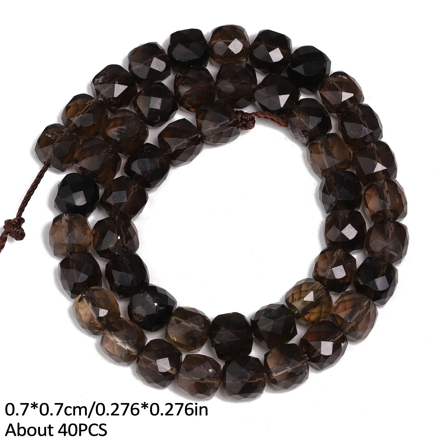 7mm Faceted Natural Square Smoky Quartz Stone Beads For Jewelry Making DIY Charms Bracelet Neckalce Accessories Supplies