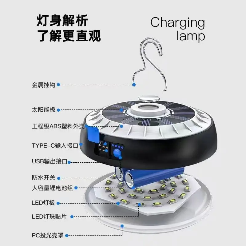 Multifunctional Night Market Remote Control Camping USB Charging LED Tent Outdoor Horse Lantern Handheld Light Emergency Camping