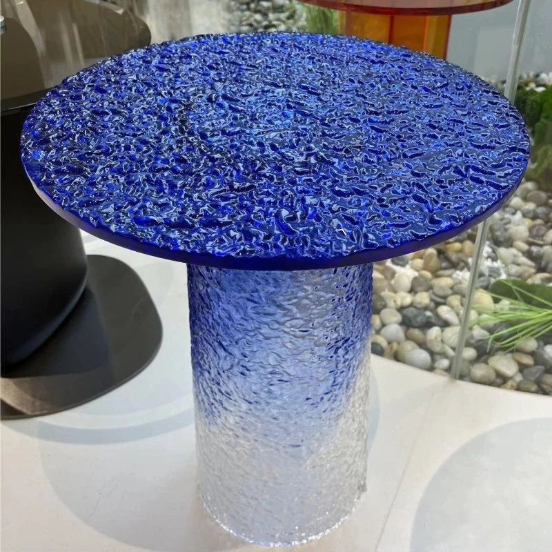 

AC02 High Quality Living Room Furniture Acrylic Sofa Side Table Corrugated Surface Crystal Transparent Coffee Table