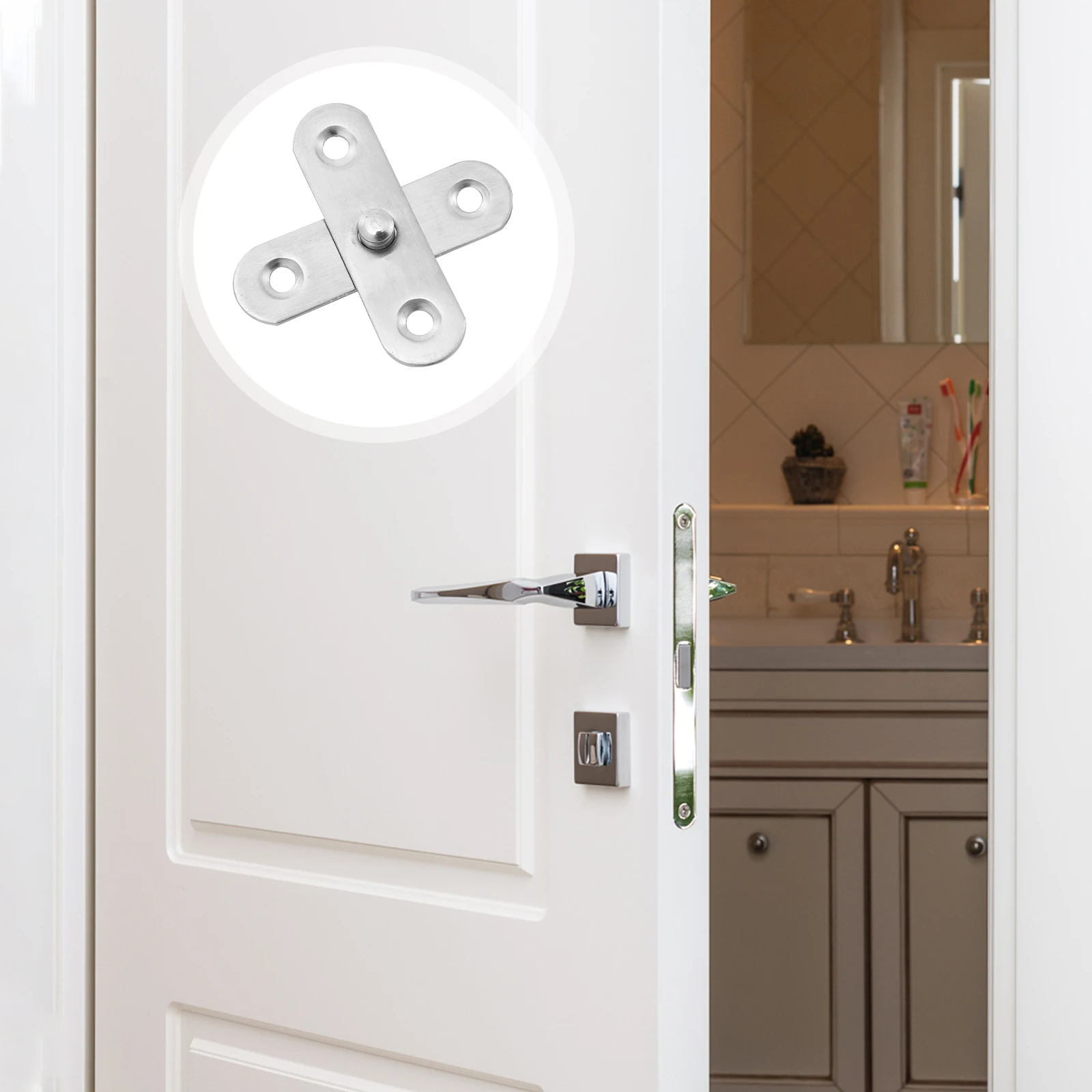 

6pcs Stainless Steel Hidden Hinges Rotation Pivot Silver Adjustable Door Hinge Durable Safe Easy Installation Bedroom Living
