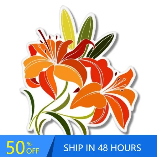 

Lily Flowers Phone Cute Motor Home Truck Walls Window Waterproof Vinyl Decal Gift Unique Aesthetic Vintage