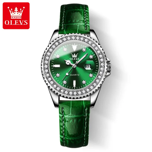 OLEVS Original Diamant Zifferblatt Quarzuhr für Frauen Mode Elegante Damen Uhren Edelstahl Wasserdichte Damen Armbanduhr 7