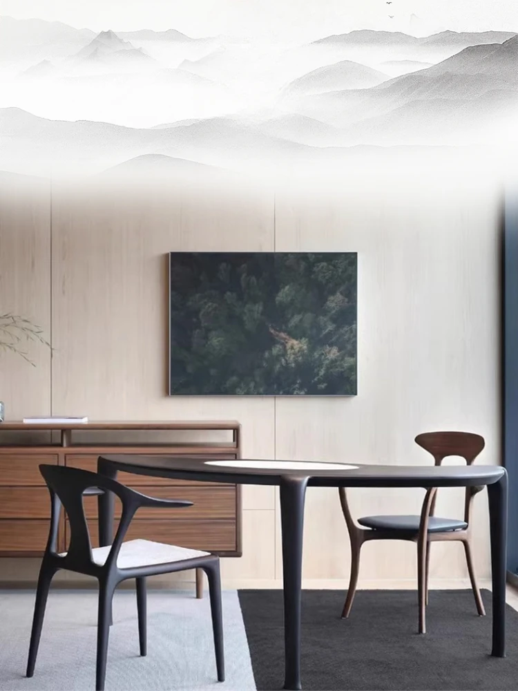 *New Chinese tea table Walnut tea table Tea house office Zen solid wood  brewing table