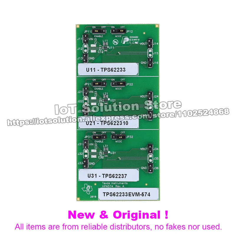 TPS62233EVM-574 Evaluation Module for TPS62233, TPS622310, TPS62237 Ultra Small Step Down Converter (2.3, 3.0, 3.3)V