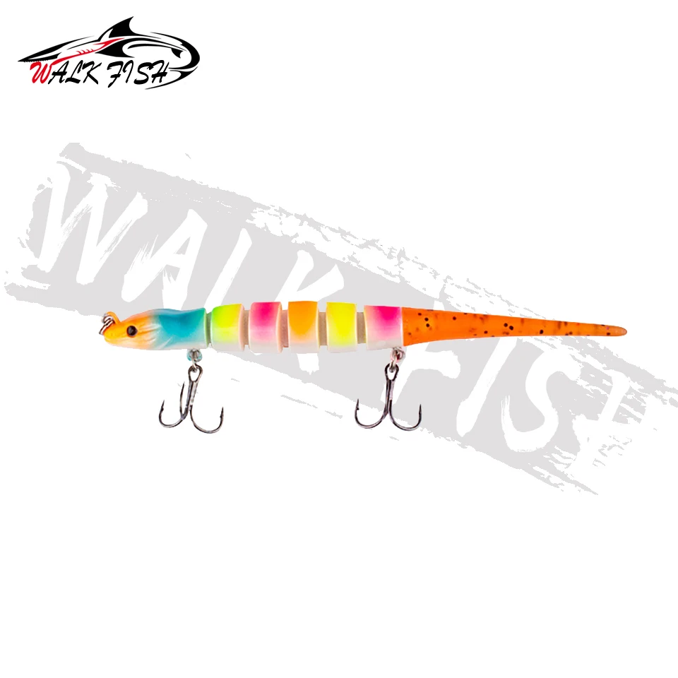 WALK FISH Fishing Lure Jointed Yellow Eel 12cm 12g Artificial Bait Hard body silicone Soft Tail Bait Saltwater Sea Fishing