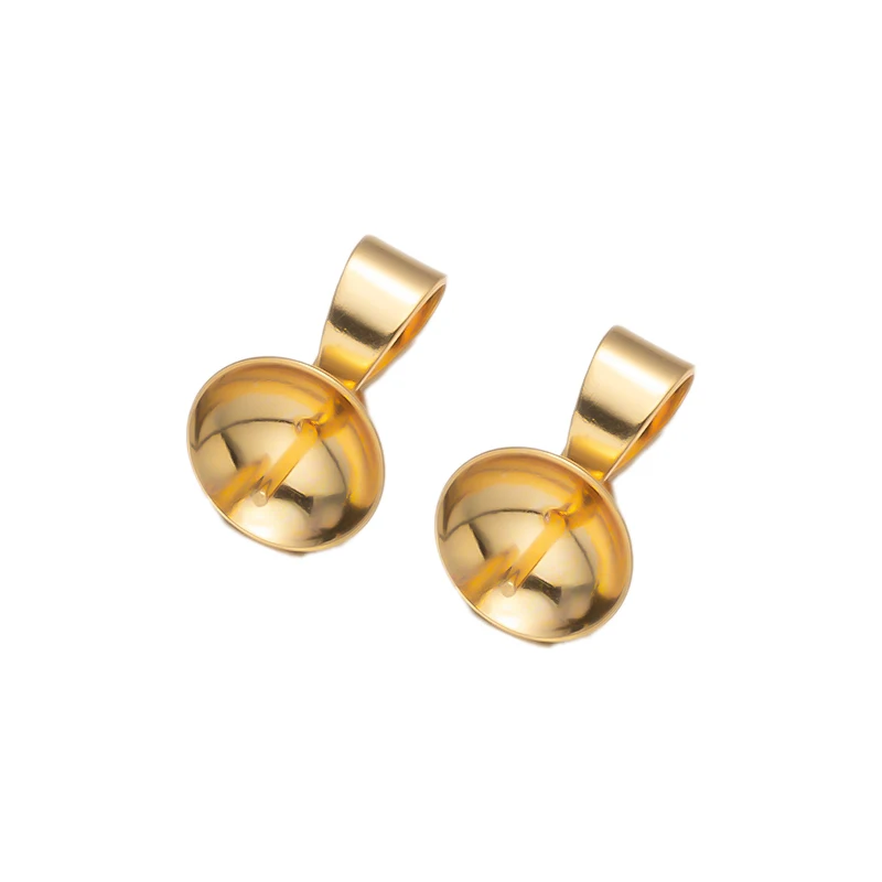 10pcs Stainless Steel Pearl Cup Charm Clasps Connector Peg Pin Bails for DIY Half Drilled Beads Dangle Necklace Jewelry Making image 3