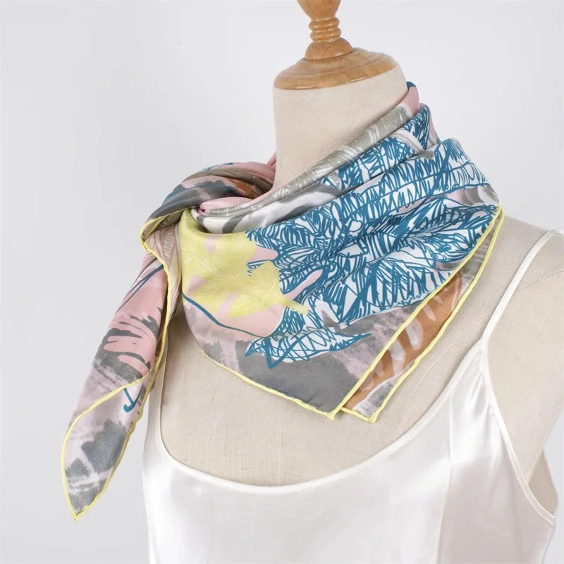 90 Silk Scarf 100% Twill Silk Scarf Neckercheif Necktie Womens Fashion Printed Silk Scarves Wraps