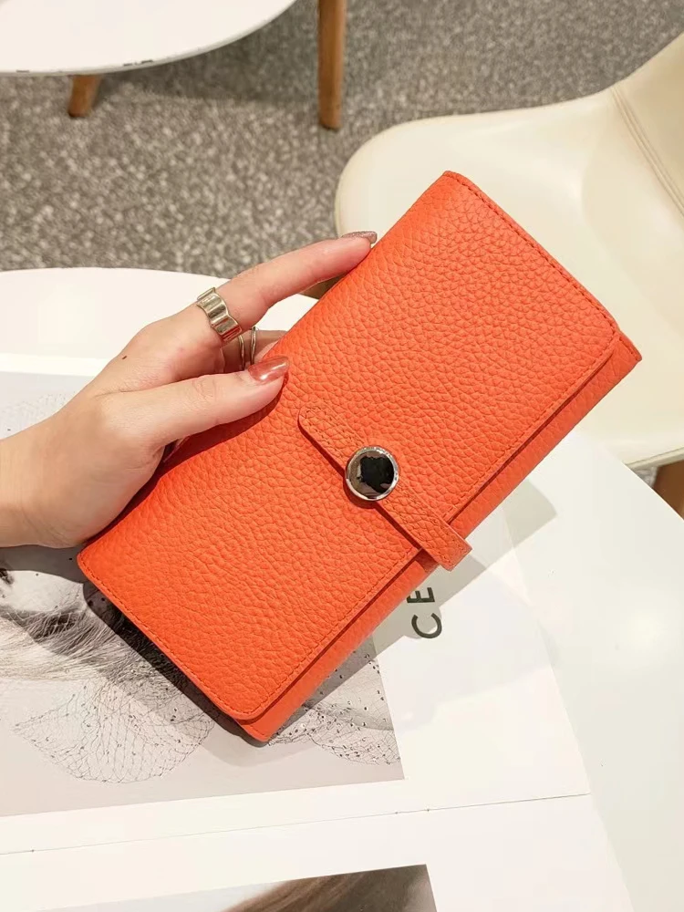 

Genuine Leather Wallet Women Long Clutch Fashion Luxury Brand Ladies Purses Card Holder Zipper Coin Pocket High Quality Billfold
