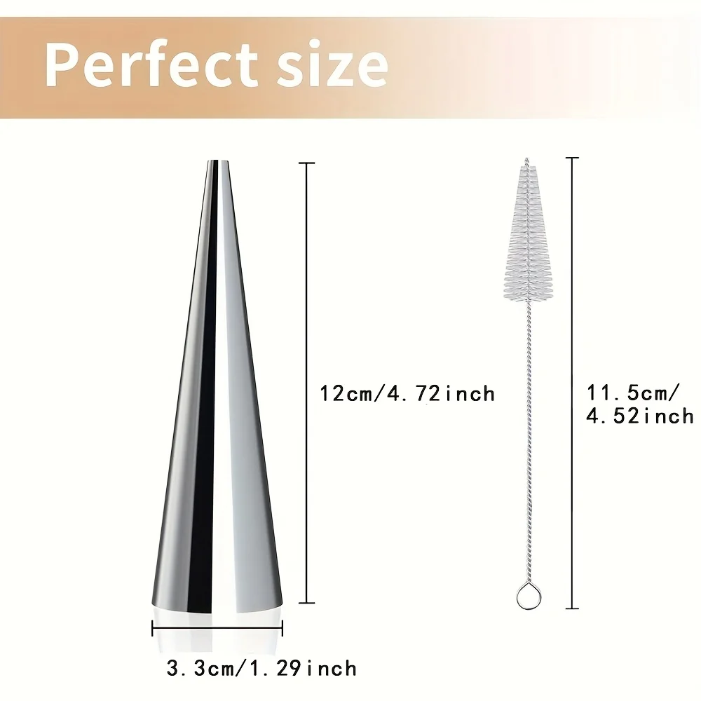 20 Pack Stainless Steel Cream Horn Molds - 11.94 cm Professional-Grade Ice Cream Cone Molds with Tapered Design for Waffle Cones