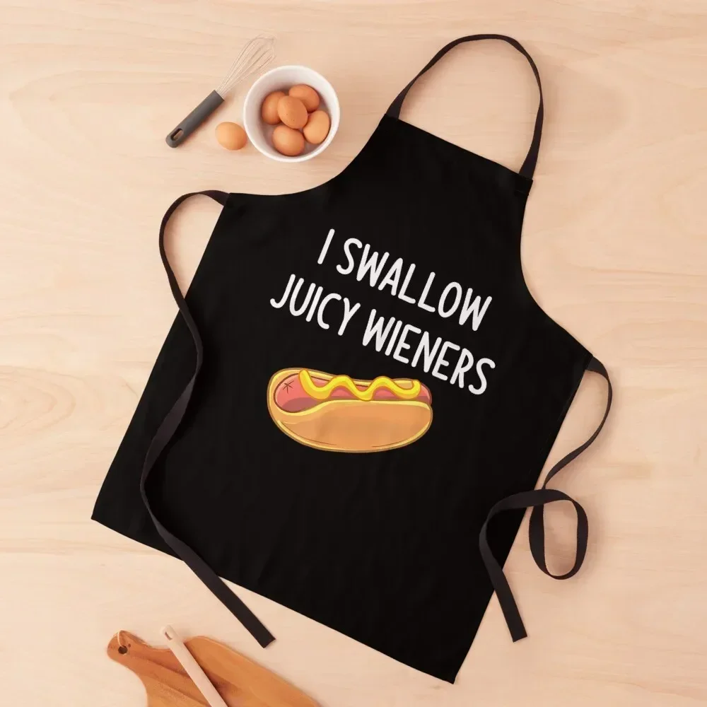 I Swallow Juicy Wieners, Funny, Joke, Sarcastic, Family T-Shirt Apron Kitchen Kitchen Kawaii Accessories Apron