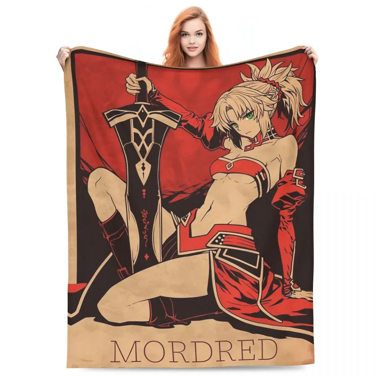 Pinup Mordred Fate Stay Night Anime Blankets Flannel Sofa Throw Blanket Warm for Couch Bedding Throws Bedspread Quilt