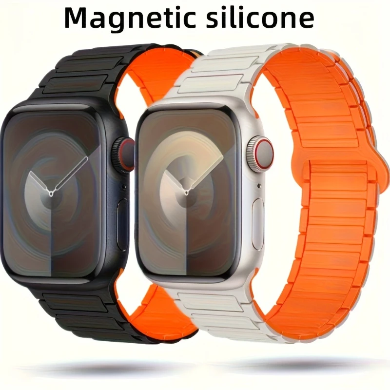 Magnetisches Schlaufenarmband für Apple Watch Band Ultra 49mm 44 41 40 45 42 46 38mm Silikonarmband iWatch Series 12 11 10 9 8 7 6 5 4
