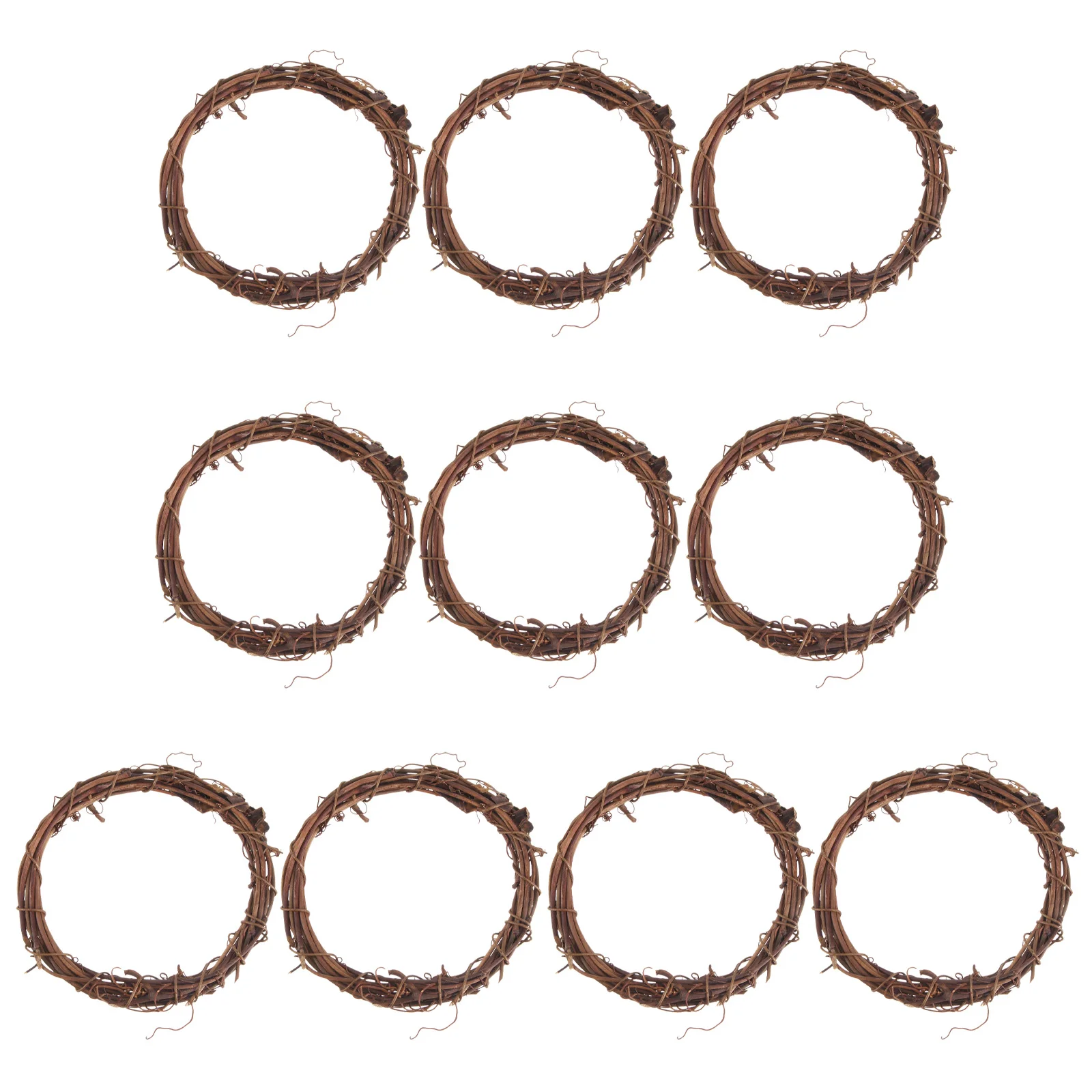 

10 Pcs Rattan Circle Garland Hoop Wreath Accessory 8cm Flower Frame Xmas Outdoor Decorations Holiday Craft Supplies Solid