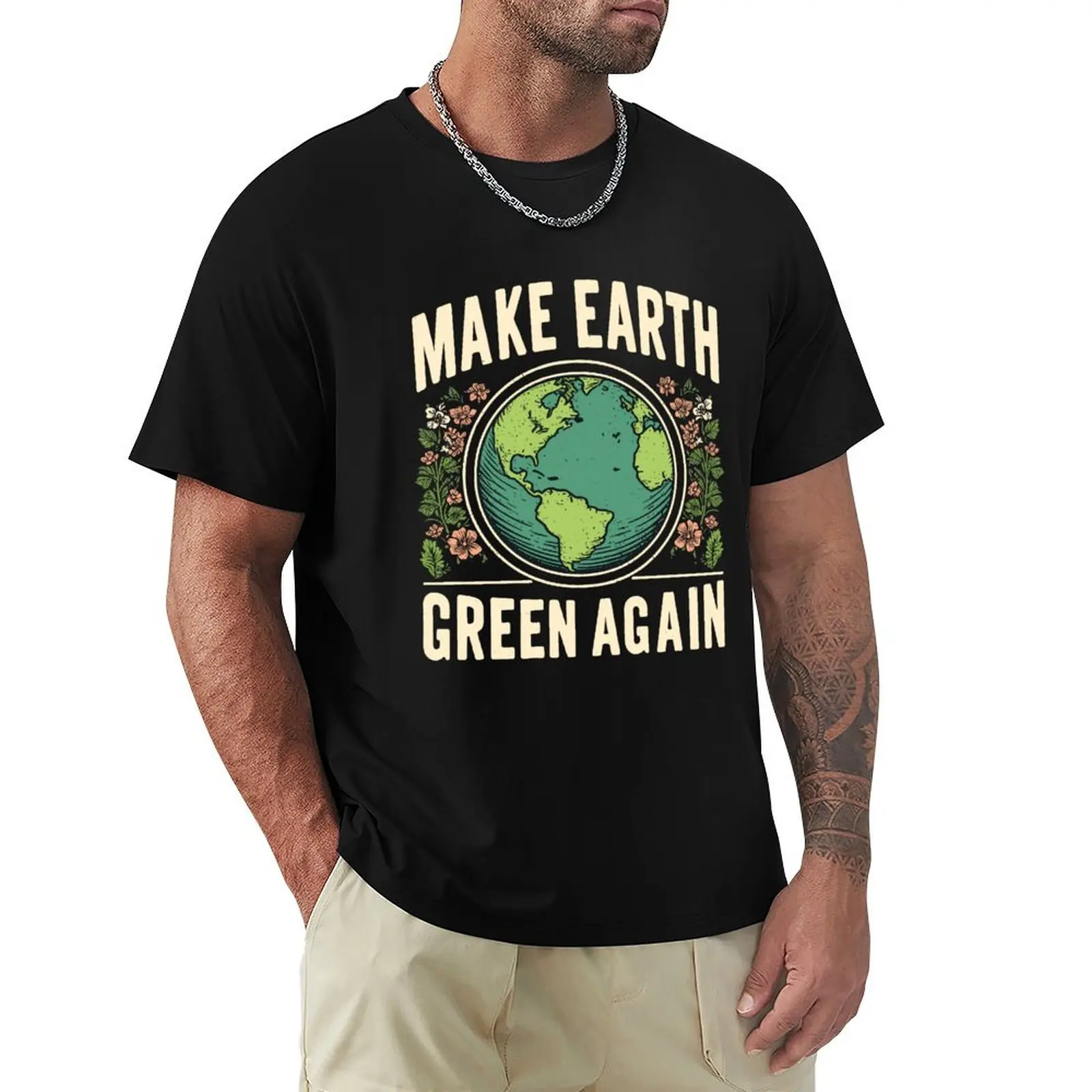 

Make the Earth GREEN Again' s Climate Change Wordplay T-Shirt plain designer shirts mens fashion