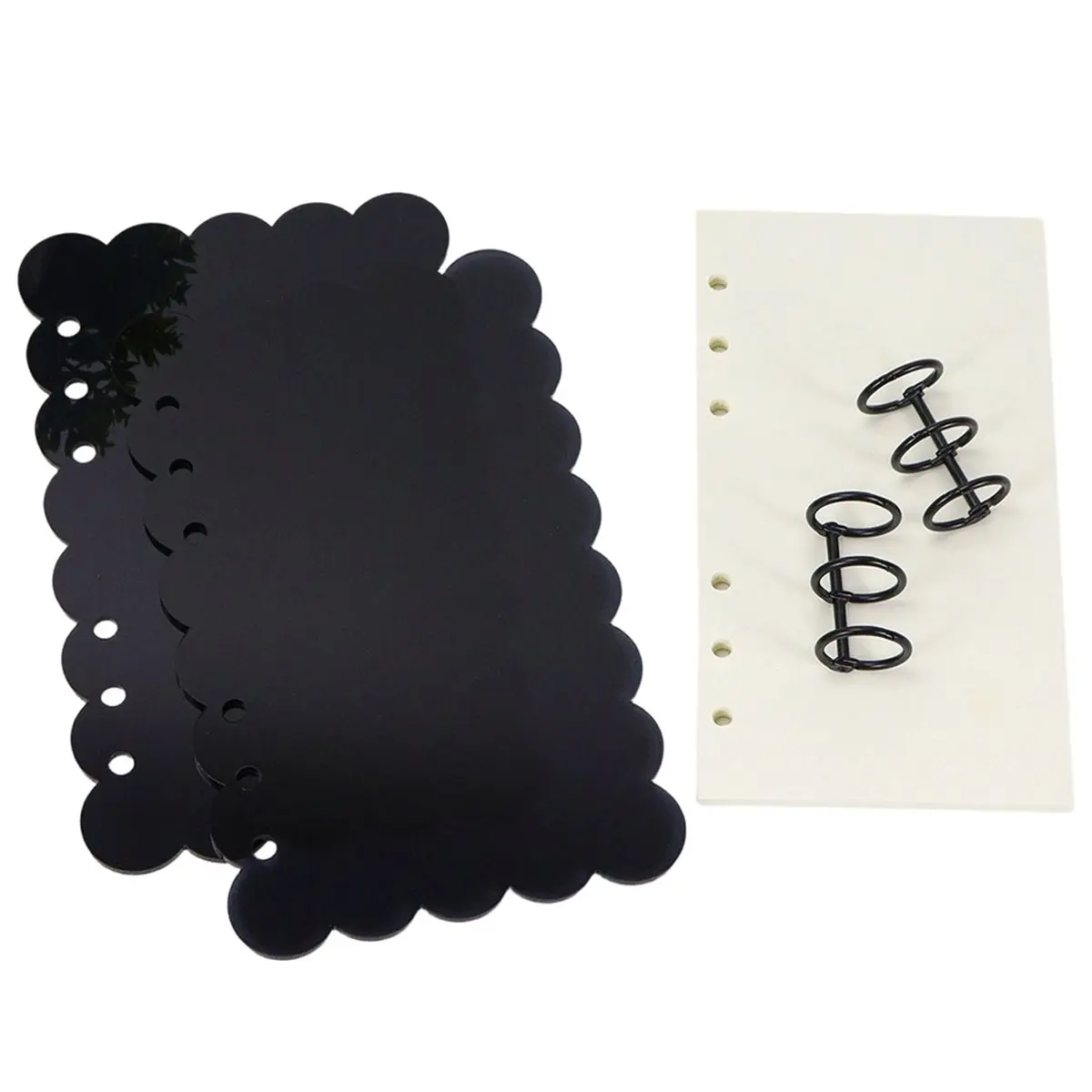 【New User-Coupon!】A6 Pink Black Petal Acrylic Binder Cover for DIY Journal Planner and Stationery D