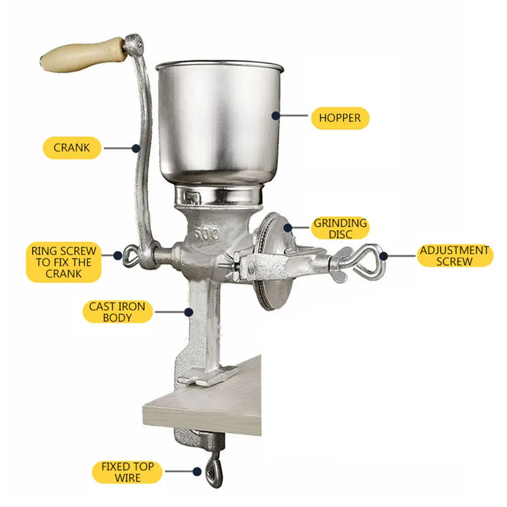 Grinder Corn Grain Wheat Spice Rusher Mill Machine Manual Tool Grain Pepper Garlic Malt Mill Coffee Wheat Grinder Mill