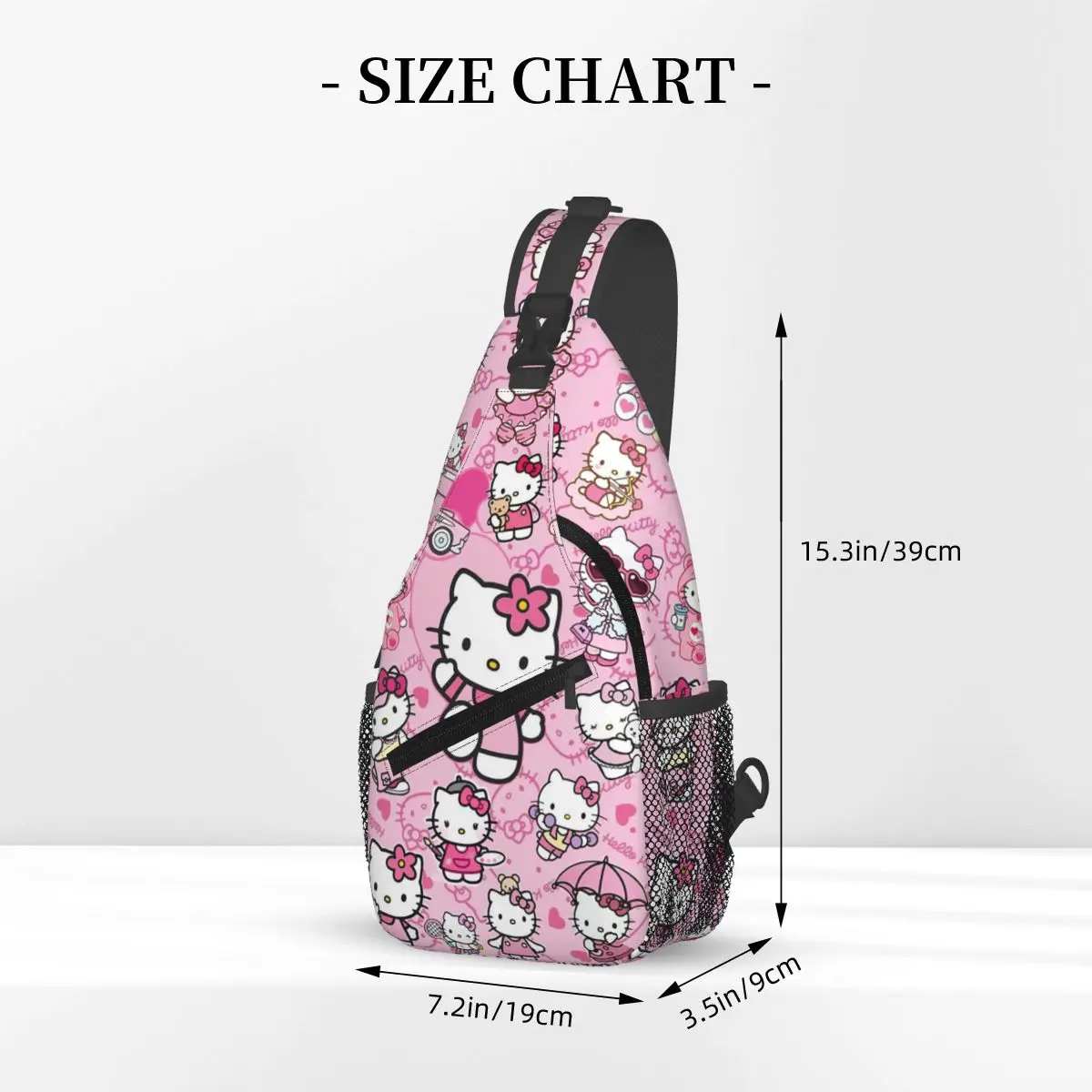 Custom Hello Kitty Cat Anime Cartoon Shoulder Backpack Men Women Casual Shoulder Chest Bags for For Traveling Hiking Sling Bag