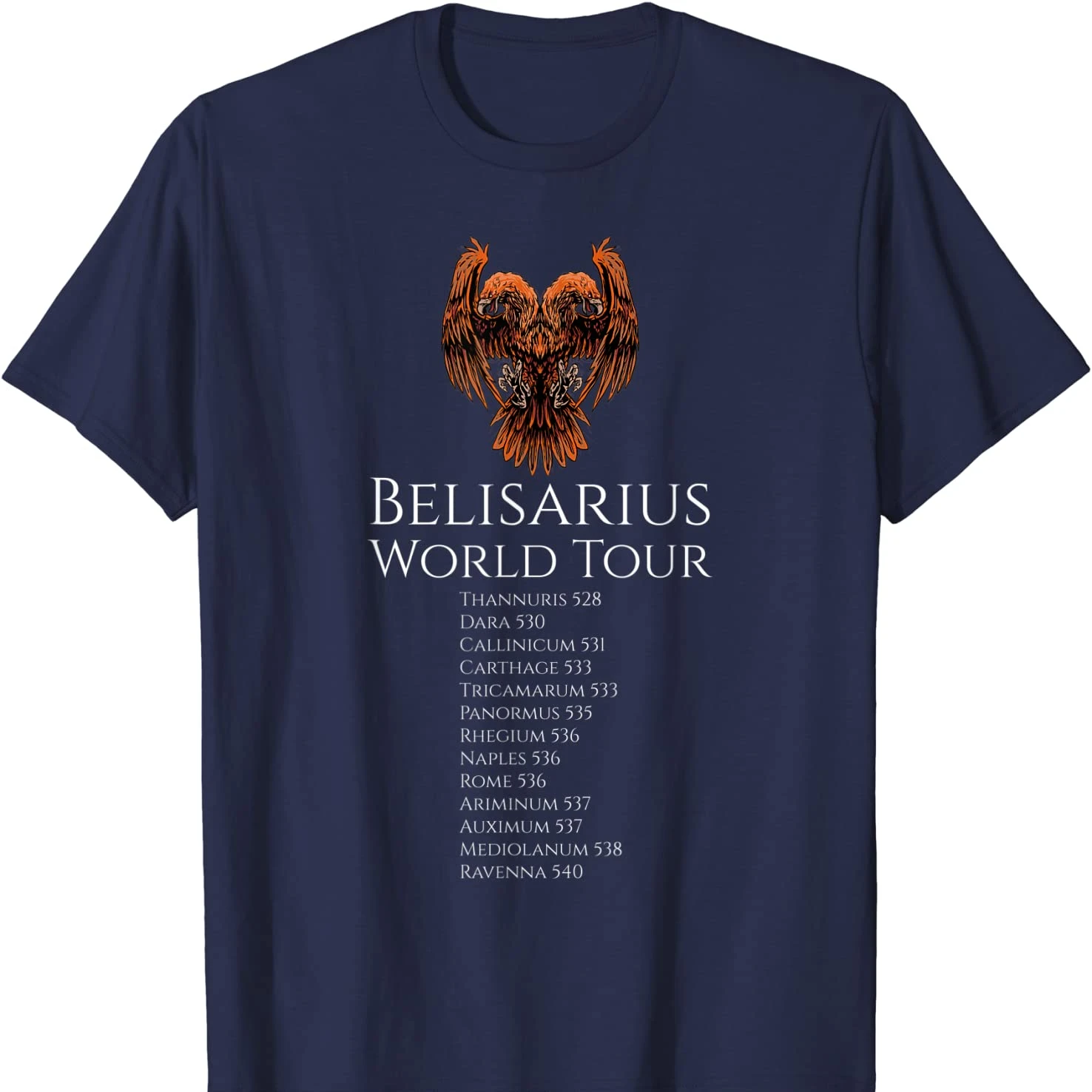 Belisarius World Tour. Medieval Roman Byzantine History T Shirt. High Quality Cotton, Breathable Top, Loose Casual T Shirt S-3XL