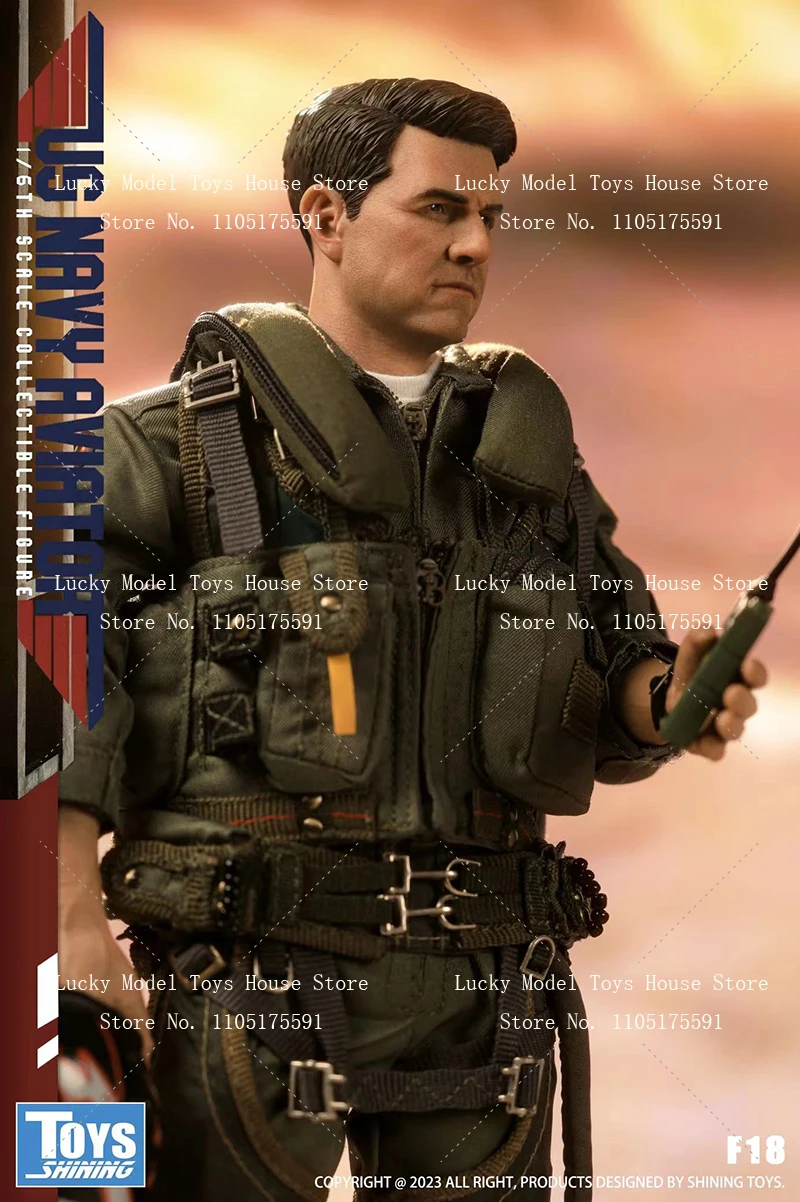 SHININIG TOYS Original 1/6 US Navy Pilot Cute Version Tom Cruise F18 Male Action Figure 12inch Full Set Male Soldier Model