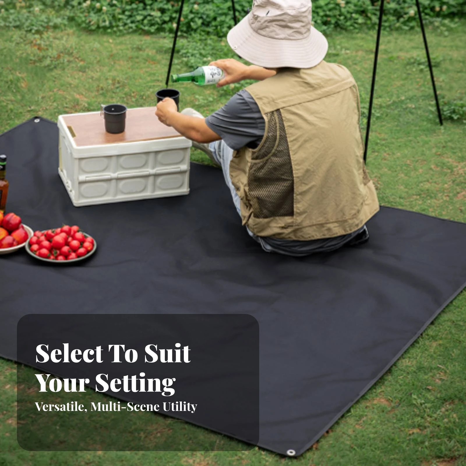 Outdoor Ground Mat Portable Camping Tarp with Eyelets Ground Cloth Lightweight Tent Footprint Compact for Campers, Picnics, Park