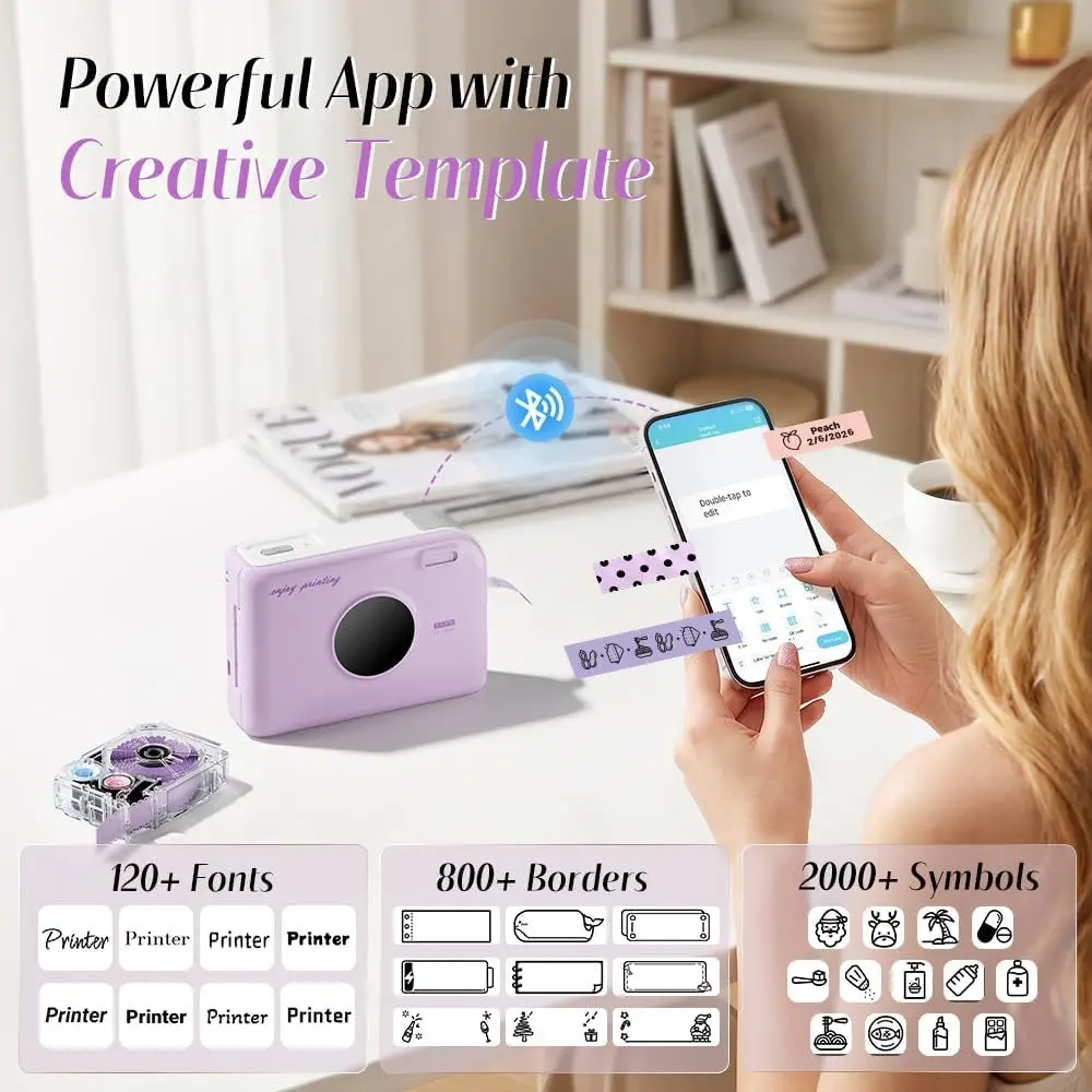 Wireless Bluetooth Phomemo A30 Thermal Label Maker, Mini Portable Adhesive Sticker Barcode Labeling Machine for Home