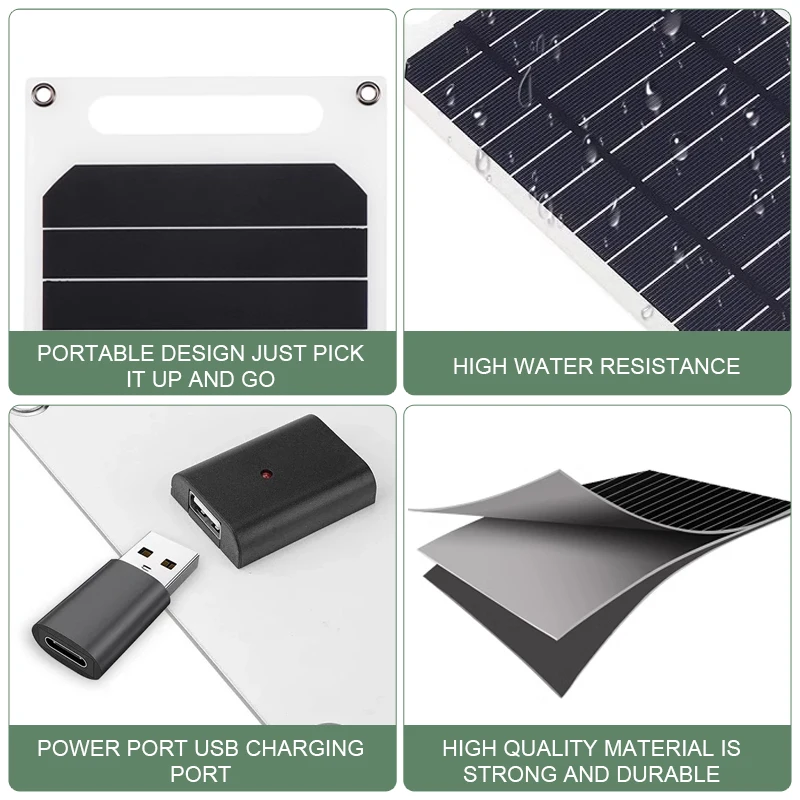 Imagem -02 - Painel Solar Portátil com Mosquetão e Adaptador Tipo-c 30w Usb Adequado para Out Door Montanhismo Camping e Caminhadas