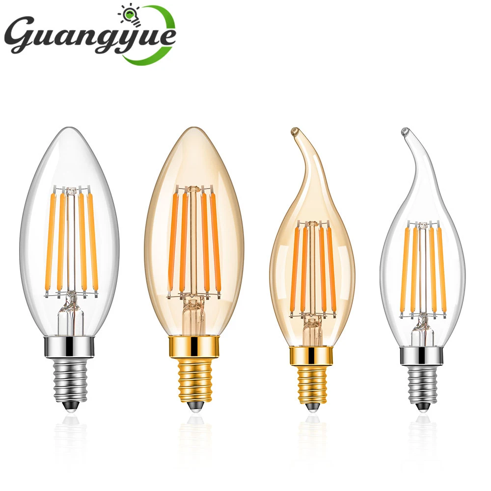 E12 LED Bulb Dimmable Candelabra Light Bulbs 40W Equivalent 2700K Warm White Clear Filament Candle Lights for Bedroom Kitchen