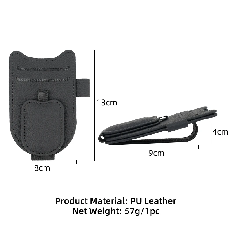 Car Sunshade Glasses Storage Clip PU Leather Cards Holder