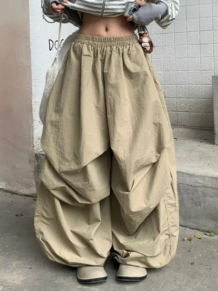 Streetwear Cargo Pants Women Y2K Loose Casual Vintage Wide Leg Trouser Summer High Waist Hip Hop Sports Retro Baggy Sweatpants