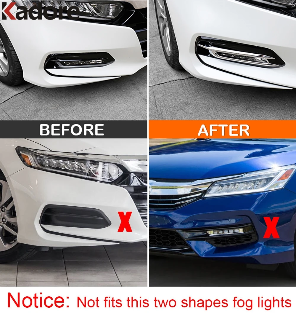 For Honda Accord 10th 2018 2019 2020 Chrome Car Front Fog Light Lamp Cover Trim Head Foglight Bezel Trims Accessories