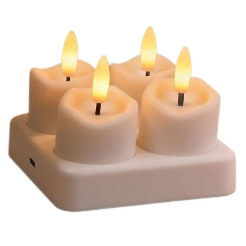 ABXF-4Lights Rechargeable LED Candles With Remote Control LED Candles For Room Decor Home Decor Festival Decoration Flameless
