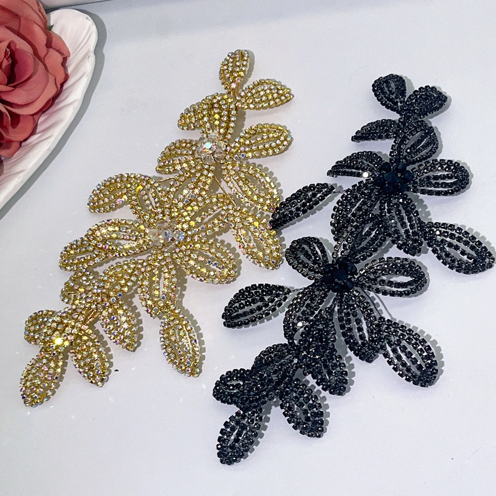 

DZ275 Handmade Crystal Rhinestone 3d Alloy Leaves Appliques Luxurious Bridal Bridesmaid Headpieces Wedding Hair Accessories
