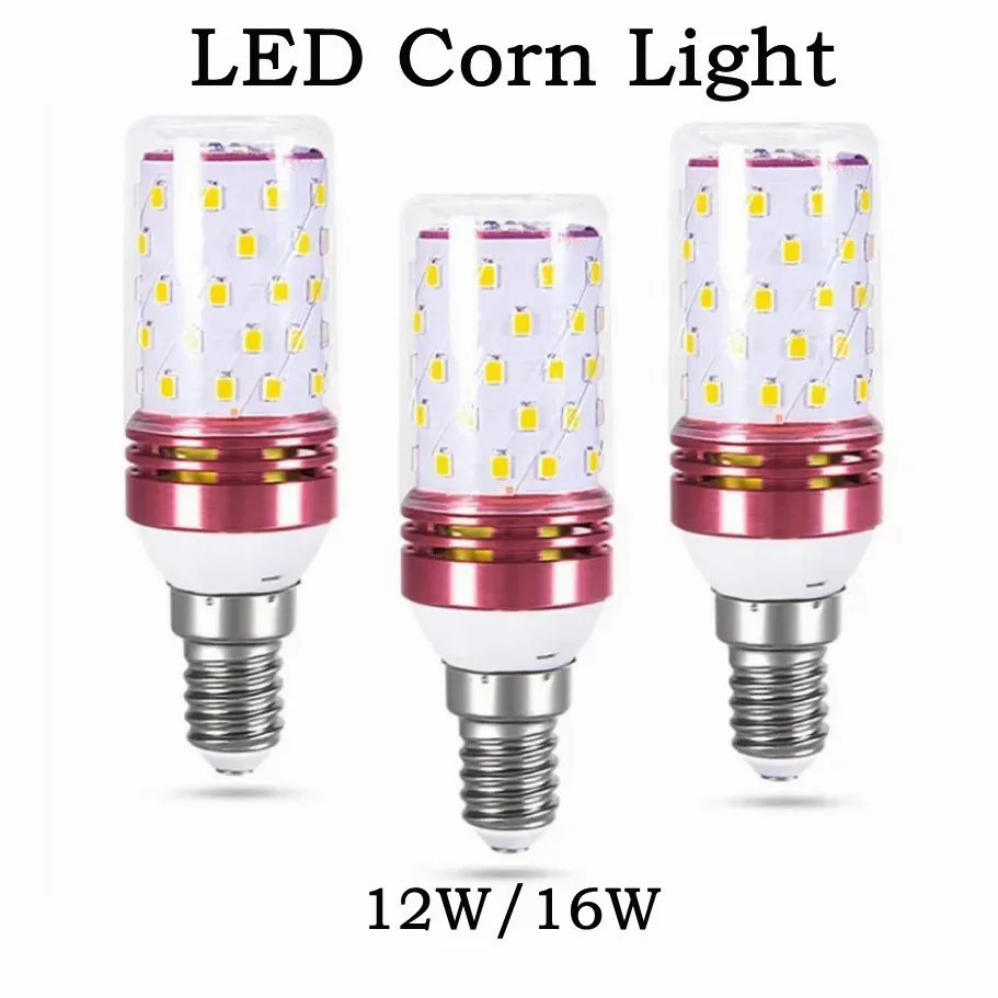 

AC 85V-265V LED Corn Bulb Tri-color Light 16/12W E14 Chandelier Candle Light E27 Lamp SMD 2835 Warm White 3000K Cool White 6500K