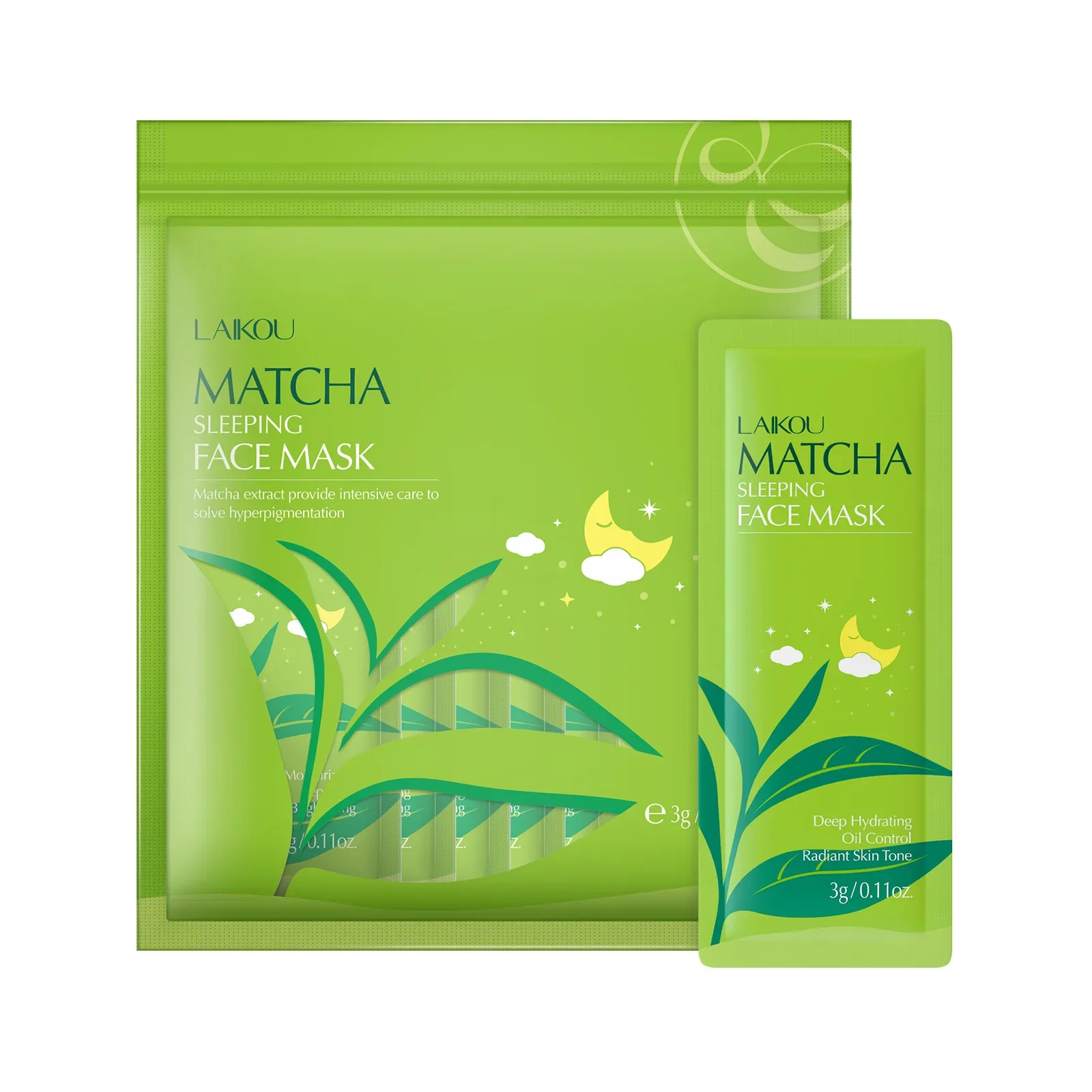 

LAIKOU Matcha Facial Mask Hydrating Moisturizing Sleeping Face Sheet Masks Repairing Nourishing Night Face Mask Skin Care