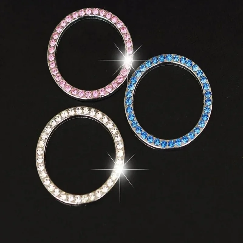 Car Start Button Decorative Sticker Car Interior Crystal Ignition Ring Sticker Supplies Universal One-Click Ignition Car Sticker