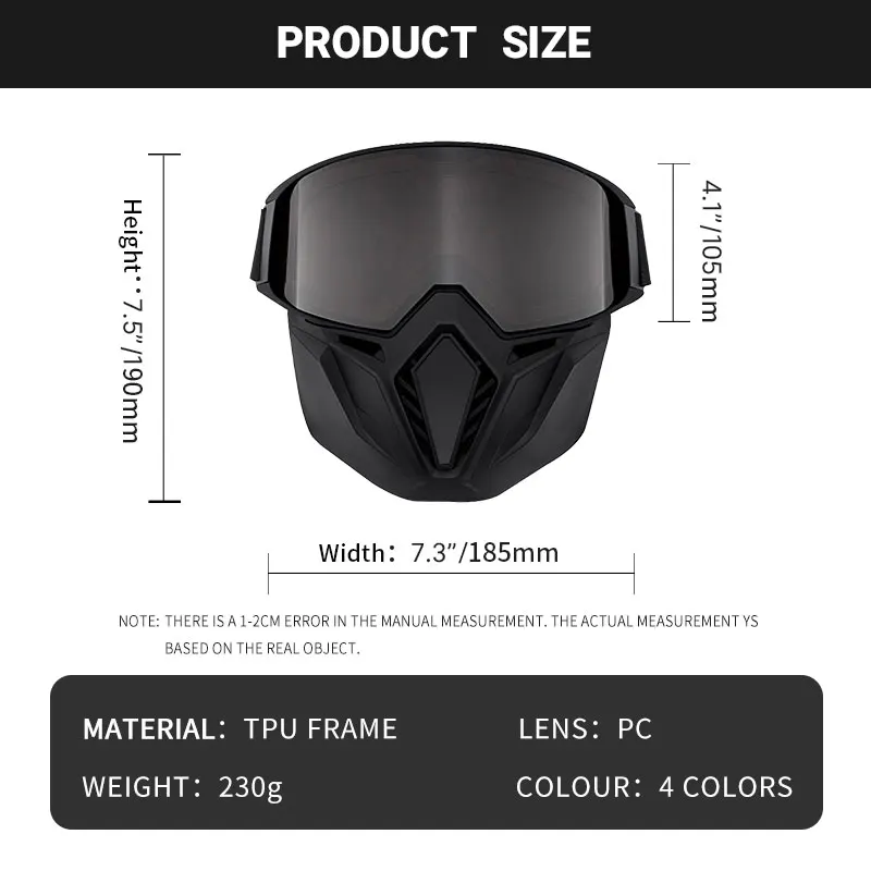 Gogle kolarskie wiatroszczelna z maską na usta ochrona UV jazda motocyklem okulary maski Motocross motocykl kask gogle maska