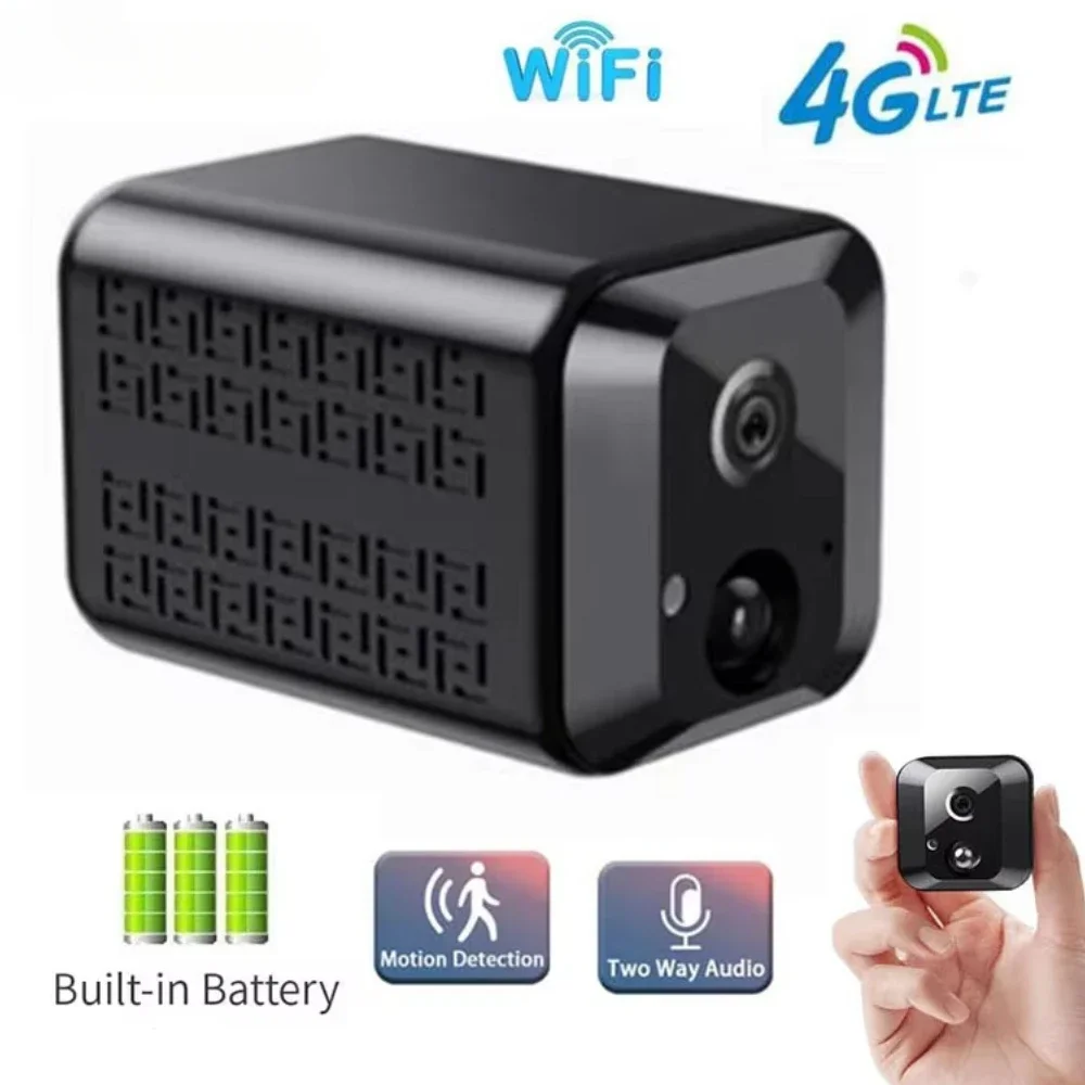 4G SIM Card Battery Mini wifi Surveillance Camera With 3000mAh Battery Powered Camera IR Night Vision Security CCTV Small Camera