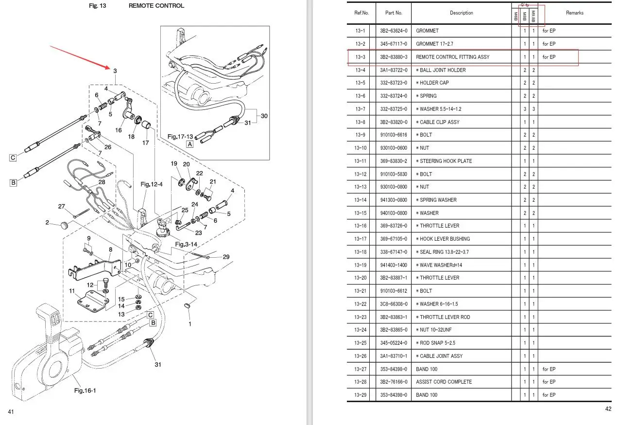 3B2-83880 Remote Control Attaching Kit For Tohatsu 8HP 9.8HP 2T Outboard Engine 3B2-83880-3