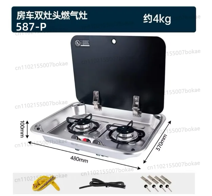 2 Burner Built-in RV Gas Stove Stainless Steel Camper Cooktop for Caravan Trailer Motorhome Van Kitchen