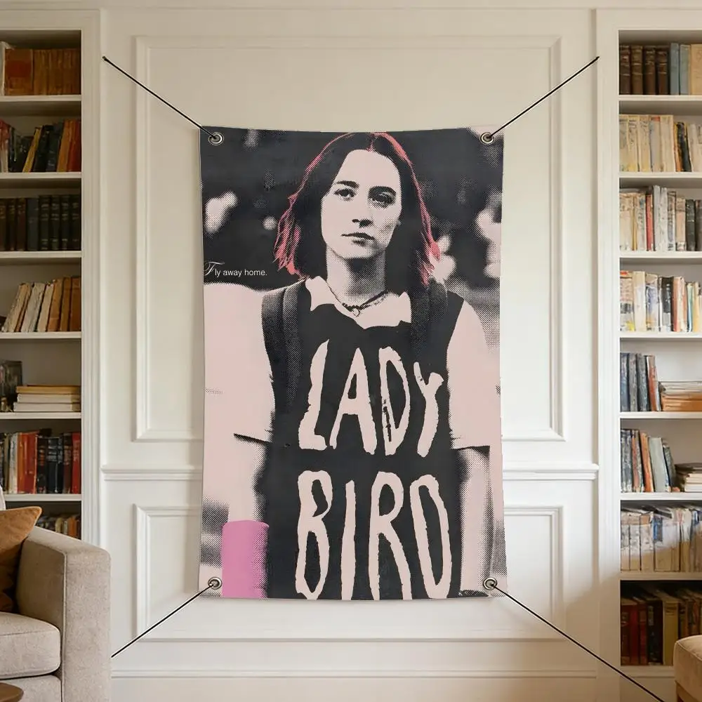 Movie L-Lady B-Bird Flags Warm Home Flag 4 Grommets Wrinkle Free Indoor Outdoor