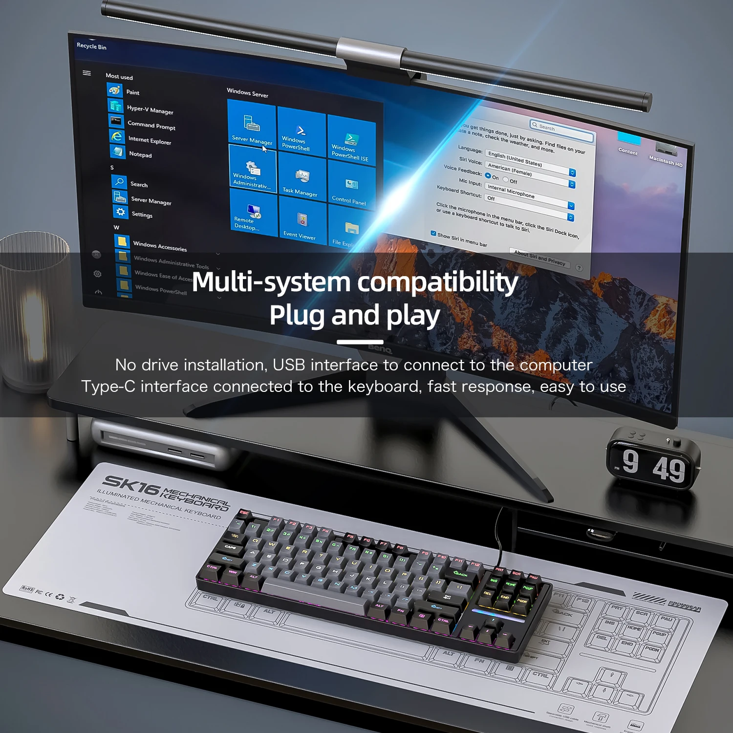 SMAILWOLF SK16 Wired mechanical keyboard e-sports gaming notebook home Korean Spanish Russian Arabic Thai customized