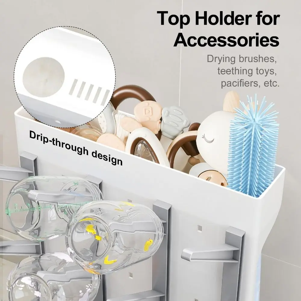 

Vertical Baby Bottle Drying Rack Multi Tiered Space Saving Drying and Draining Stand Large Storage Holder Organizer Countertop