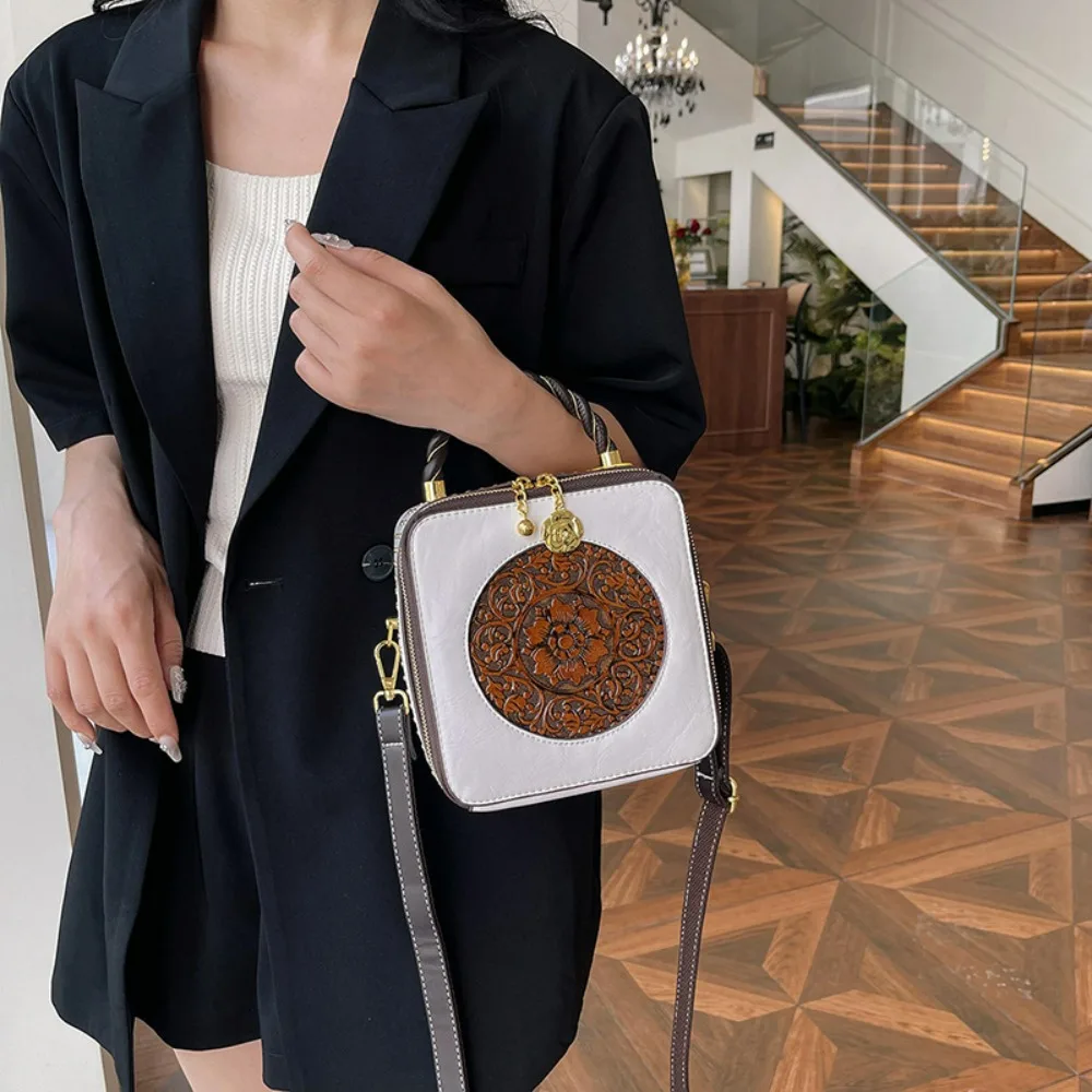 

Vintage Shoulder Crossbody Bags For Women Ethic Style Trendy HandBag Fashion Multi-pockets Shoulder Bag Luxury Leather Handbags