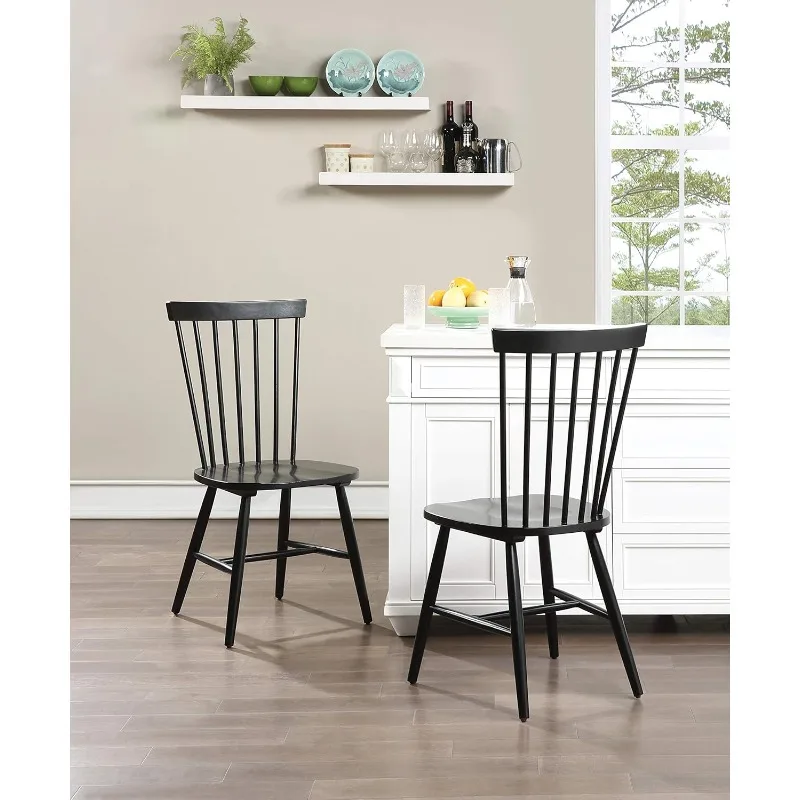 Ridge Traditional Windsor Style Solid Wood Dining Chairs 2-Pack, Solid Wood Construction with Elegant Tapered Legs