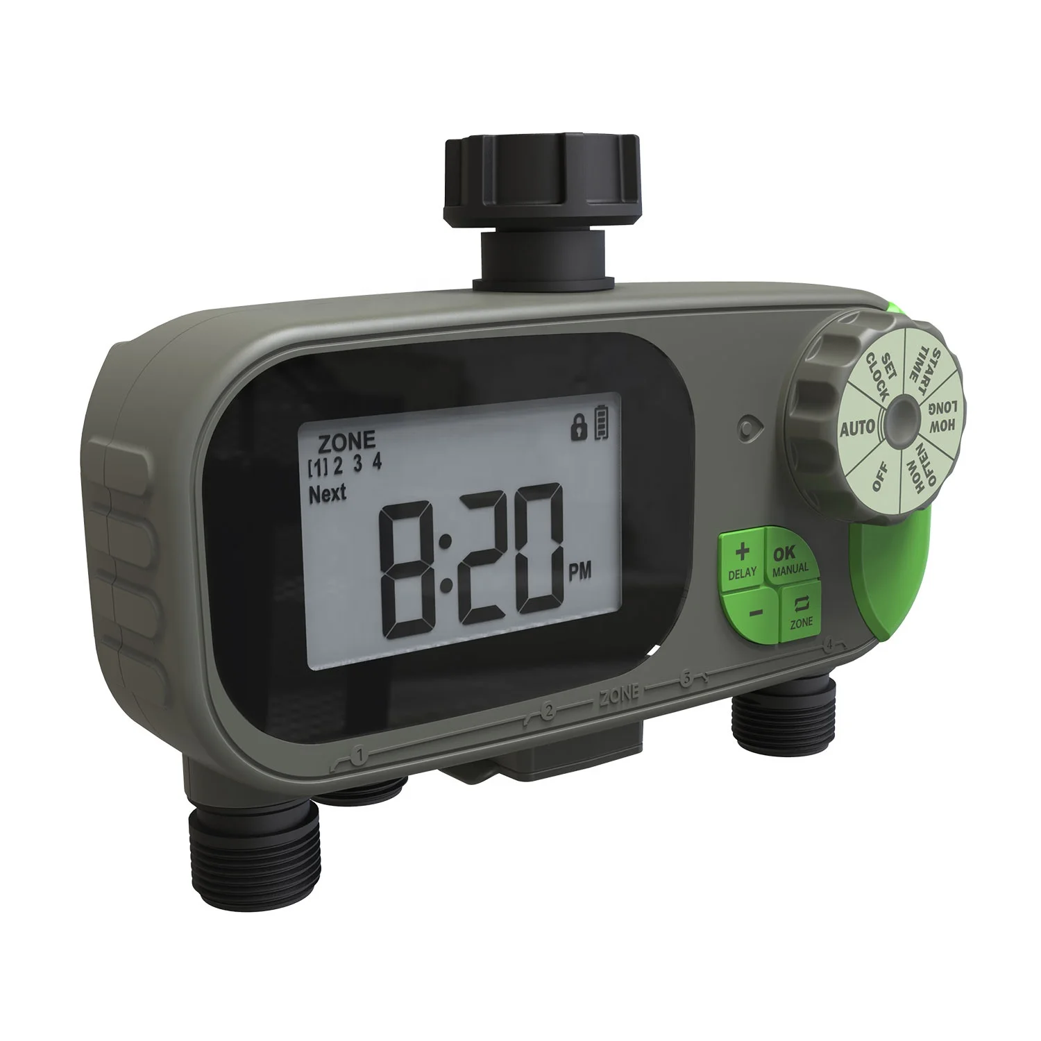 2025Factory OEM 4 منطقة خرطوم المياه الموقت التلقائي مؤقت الري لحديقة 4-قناة مؤقت رقمي