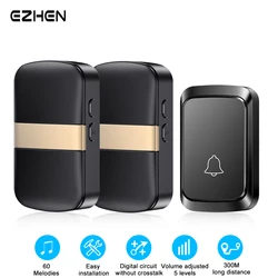 Wireless Doorbell Home Welcome Smart Doorbell 60 Songs Battery Type DoorBell call Reminder LED Flash Home Safety Alarm