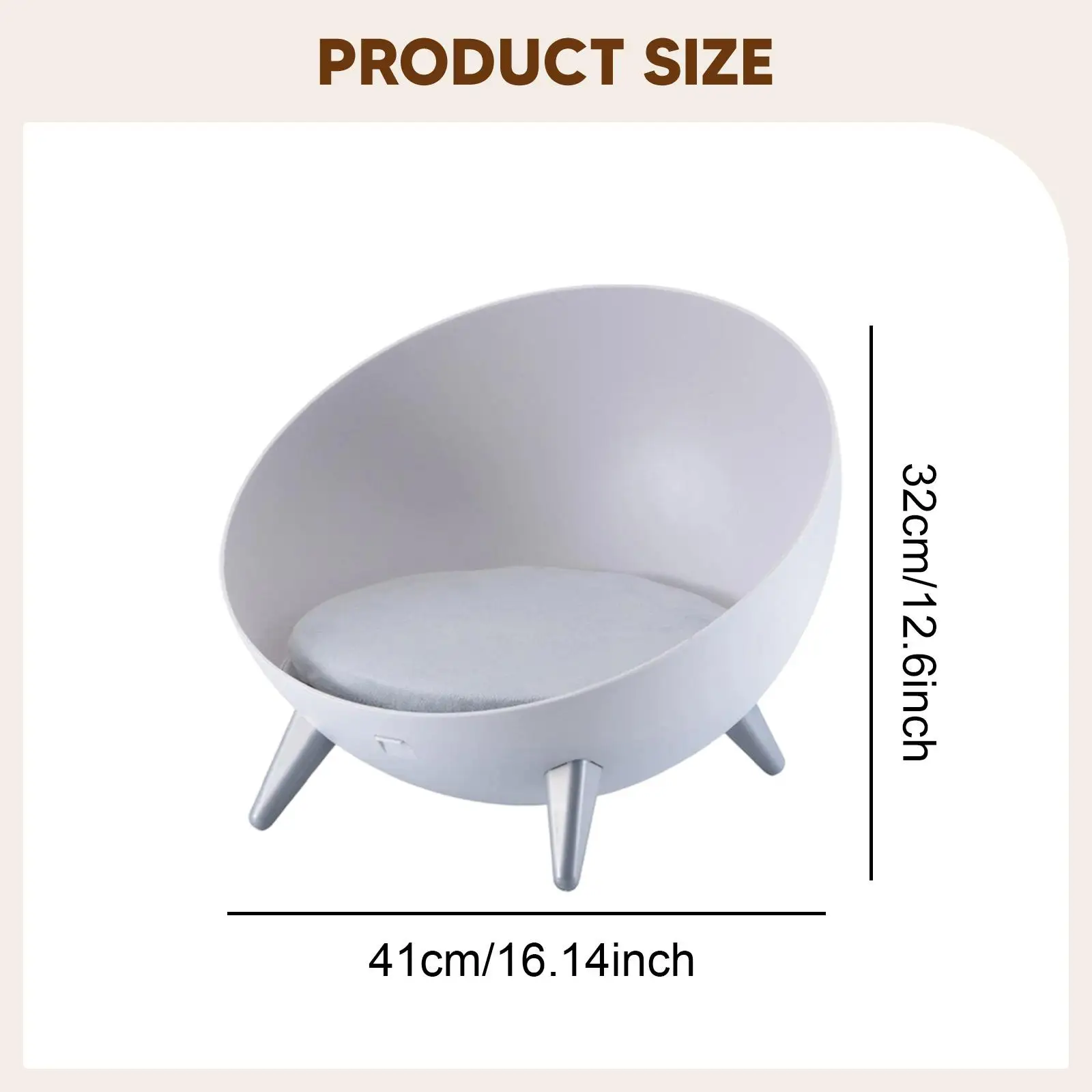 Elevated Cat Bed Raised Pet Bed Hemispherical Cat Furniture Stool Round Nordic Small Dogs Sofa with Removable Cushion - view 3