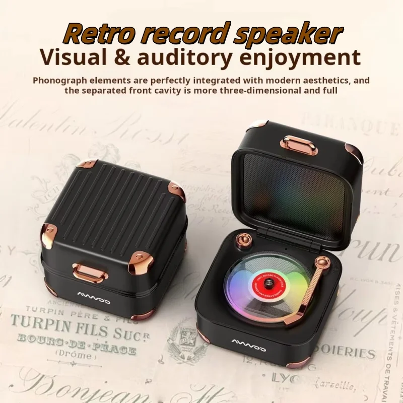 

Retro mini wireless Bluetooth speaker portable MP3 music player supports hands-free calling/TF card HIFI sound quality 3D stereo
