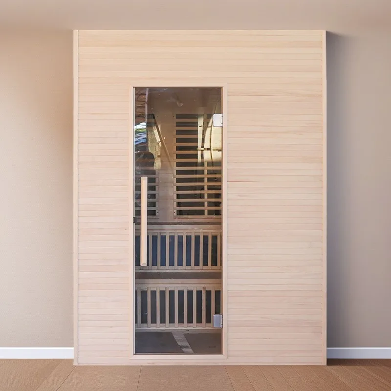 2026 Customized 4-Person Solid Wood Red Cedar & Hemlock Wood Modern Far-Infrared Sauna Room for Villa Home Sweat and  Care